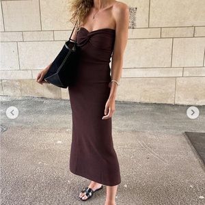 DISHH ANIKA OFF WHITE KNIT MIDI DRESS